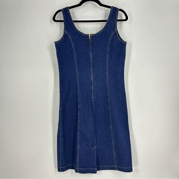 NEWPORT NEWS Vintage Women’s Denim Jean Jumper Dress Sz 12 Runs Small - Picture 4 of 5